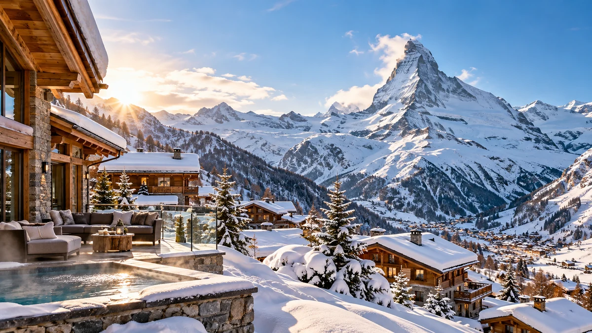 Winterlandschaft als KI-Symbolbild für Skiurlaub in Schweiz